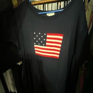 Navy Sweater with American Flag Design